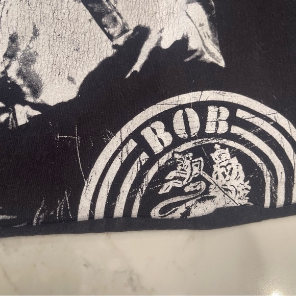 Gently worn Furst Of A Kind black and mesh sleeve Bob Marley tshirt - Picture 10 of 14